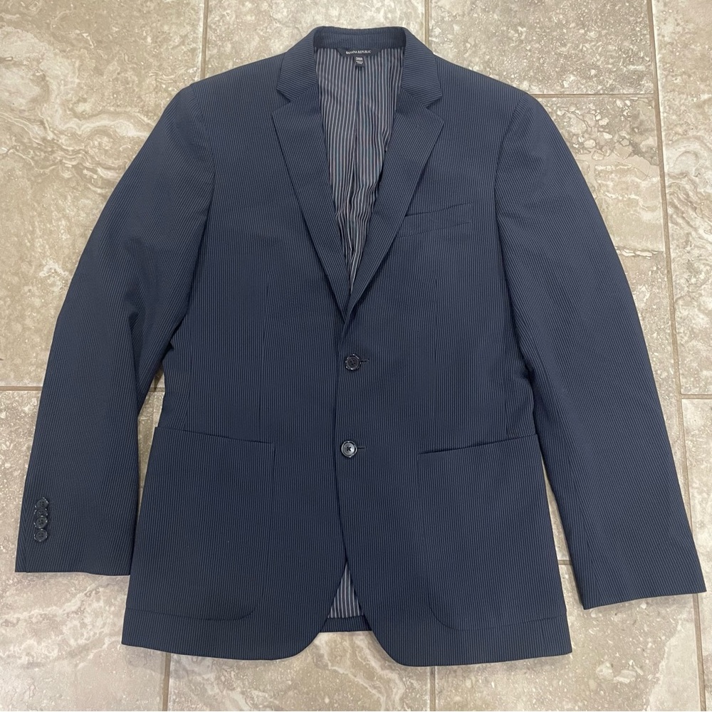 Banana Republic Blazer Mens 38 Regular Slim Fit Marzotto Wool Silk Jacket Stripe